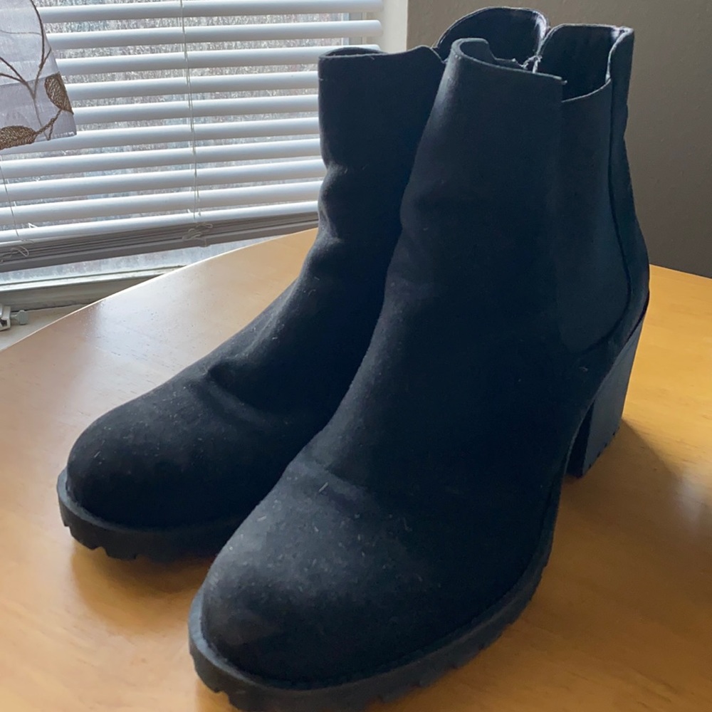 Chunky black booties